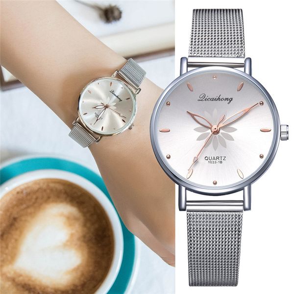 

luxury fashion women quartz watch stainless steel quartz wristwatch bracelet watches, Slivery;brown