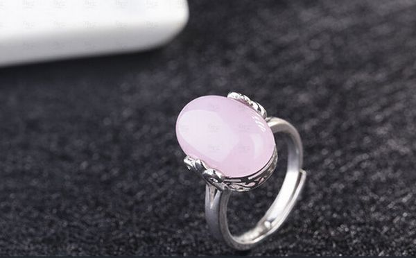 

504 all-match retro pink lapis gem personality fashion ring opening brief, Slivery;golden