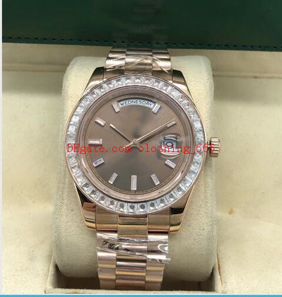 

6 style luxury watch 41mm auto gold diamonds mens stainless steel bracelet watch 228398tbr 218235 automatic mens fashion men watch, Slivery;brown