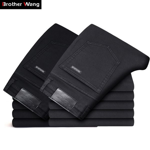 

2019 new men's slim thin black jeans fashion casual classic style elastic force skinny trousers male brand denim pants gray, Blue