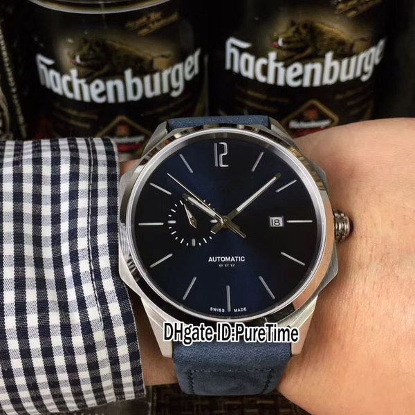 

новый octo 42 мм стальной корпус черный циферблат автоматические мужские часы синий кожаный ремешок 9 цветов спортивные часы супер качество, Slivery;brown