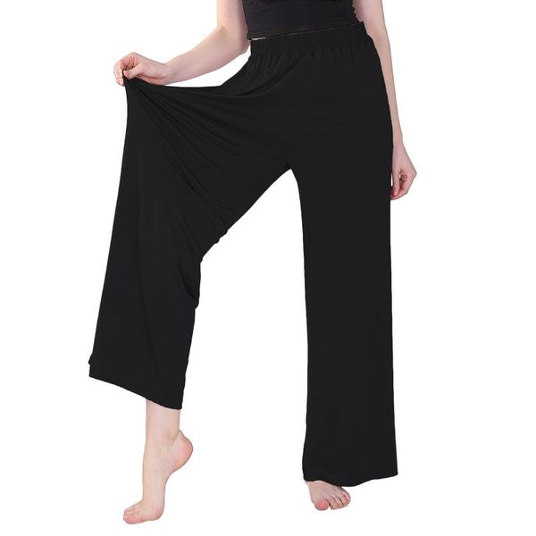 

women's pants & capris throw wide leg lazy trousers women spring summer cotton loose yards high elasticity thin and vertical sense home, Black;white
