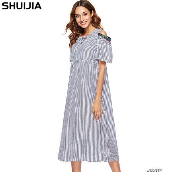 

womens designer striped loose dress2kxuh, Black;gray