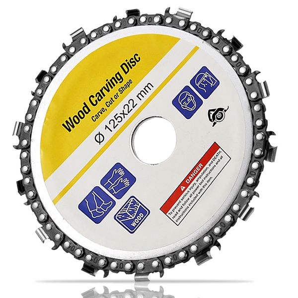 

5 inch wood grinder disc and chain 14 tooth fine abrazive cutting chain 125x22mm angle grinder wood carving disc
