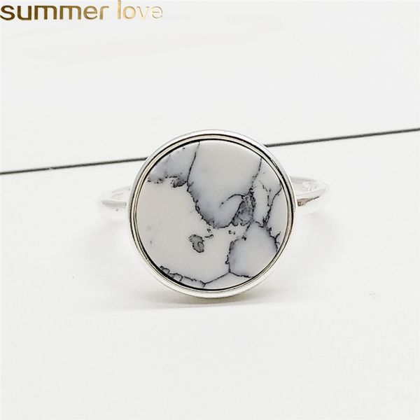 

trendy personalized marbled stone adjustable rings black white marbled gifts open ring fashion jewelry for men women finger ring, Slivery;golden