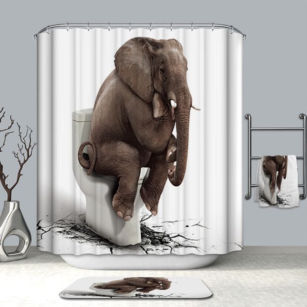 

elephant shower curtain 3d waterproof anti-mildew polyester curtains bathroom accessories