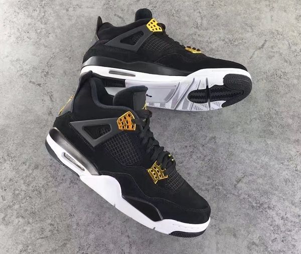 

with box 4s mens basketball shoes 4s royalty black gold 4 superman fashion sports shoes