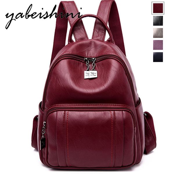 

multifunction backpack women leather backpacks vintage female shoulder bag mochilas mujer 2020 school bags for girls preppy