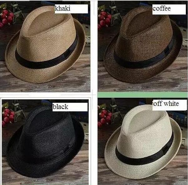 

men women panama straw hats fedora stingy brim hats soft fashion for 7 colors summer sun beach caps linen jazz hat, Blue;gray