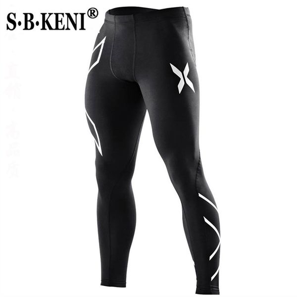 

new compression fitness tights mens pants joggers superelastic stretch pants joggers trousers mens compression tights, Black