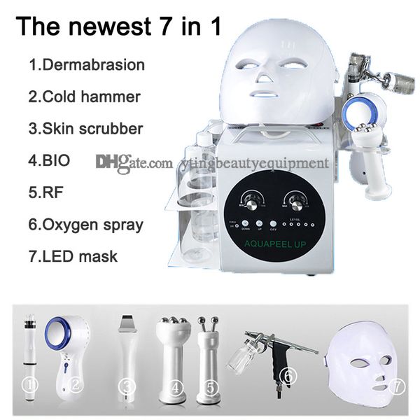 

multifunction 7 in 1 aqua facial cleansing device bio rf cold hammer hydro microdermabrasion water peeling spa skin pore cleaning machine