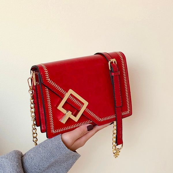 

french style small square bag 2020 new girl shoulder chains tide bag casual wild daily diagonal female red for lady