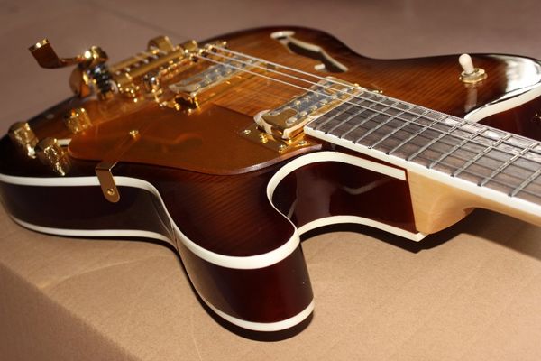 

2020 double f hole tele jazz electric guitar cu tom factory direct ale can be a large number of cu tom beautiful