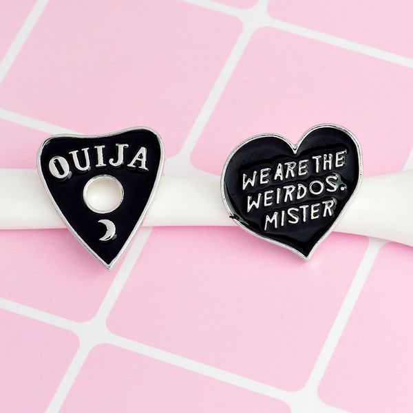 

letters heart brooches for women men girls black silver color palm brooch pins female male halloween sweater clothes jewelry, Gray