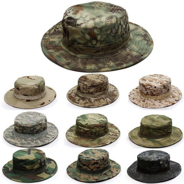 

ведро boonie hat охота рыбалка открытый камуфляж cap широкими полями унисекс солнце камуфляж 9 цветов камуфляжа, Black;green