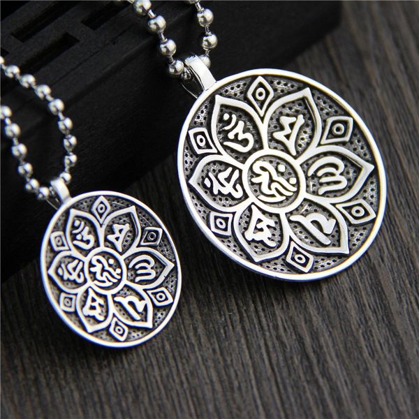 

tibetan 925 silver om mani padme hum pendant vintage sterling silver buddhist amulet pendant good luck amulet