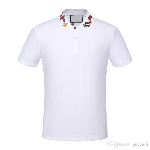 

высокое качество новых роскошные дизайнерские мужчины вскользь рубашки поло футболки medusa мужского polos high улица вышивка змей пчелиный, White;black