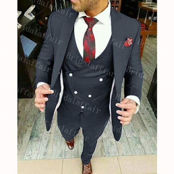 Neue Mode Dunkelgrau Herren Anzug Günstige Bräutigam Anzug Formale Mann Anzüge Für Beste Männer Slim Fit Bräutigam Smoking Für Mann (Jacke + Weste + Hosen)