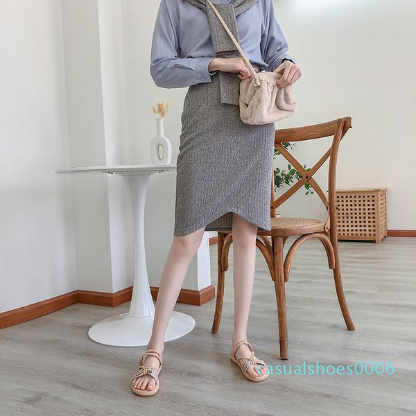 

summer female cute outdoor linen flops beach sandals slipper zapatos de mujer non-slip cross-tied home casual slippers women c06, Black