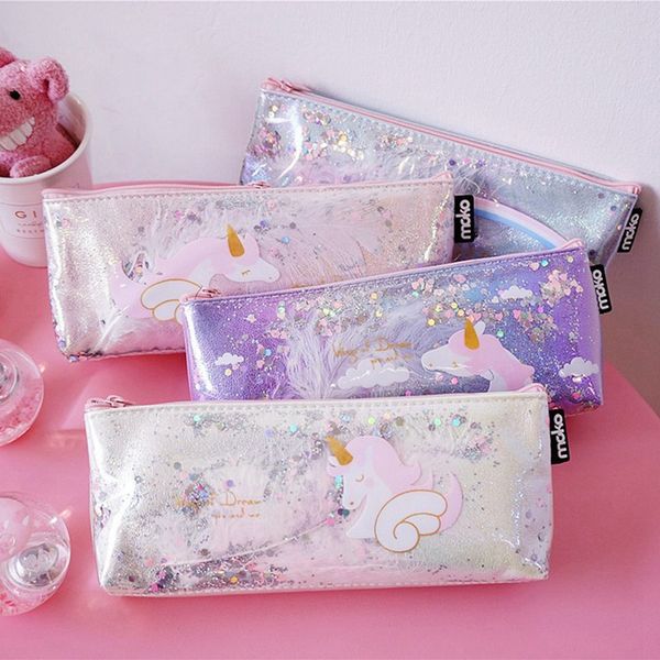 

cartoon unicorn pencil case zipper pencile big bag for kids girls gift big case office stationery supplies for school