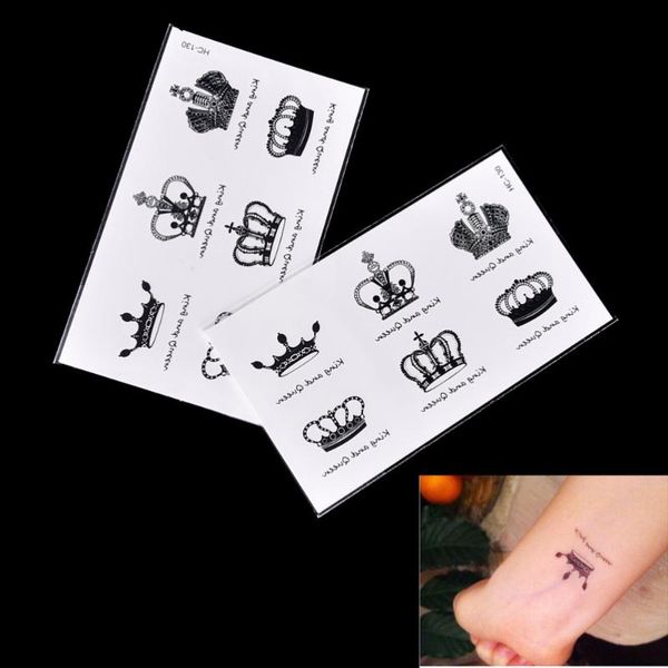 

10.5*6cm crown pattern temporary tattoo simulation alphabetical waterproof men and women tattoo stickers body art accessories