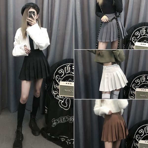 

spring and autumn new high waist half-length pleated skirt, Black