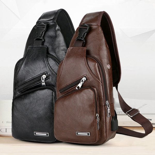 

сумка-мессенджер мужская грудь сумка портативный зарядка повседневная спорт на открытом воздухе pu crossbody сумки новый рюкзак путешествия