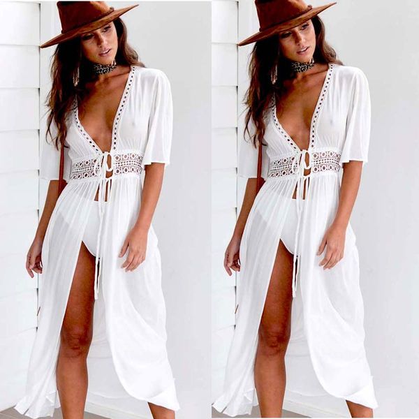 

solid women bikini cover up ladies beach dress swimwear chiffon beachwear bathing suit summer holiday kimono cardigan, Blue;gray