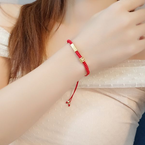 

2019 new simple black red rope handmade weave bracelet for women fashion jewelry adjustable lucky bracelets & bangles gifts, Golden;silver