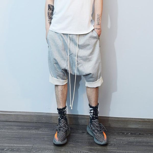 

high street mens vintage hip hop harem shorts bermuda masculina streetwear shorts men drop crotch short pants, White;black