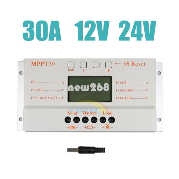 Freeshipping Solar Controller 30A MPPT30 12V 24V Auto Arbeit LCD Display Licht und Timer mit Max 720W Solar Panel Für netzunabhängige PV-System