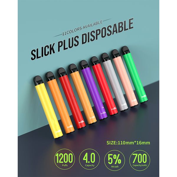 

Original Kangvape Slick Plus Disposable Pods Vape Cartridges E Cigs 1200 Puffs 4.0ml 700mah 510 Thread Battery 11 Colors Stick Empty Pod