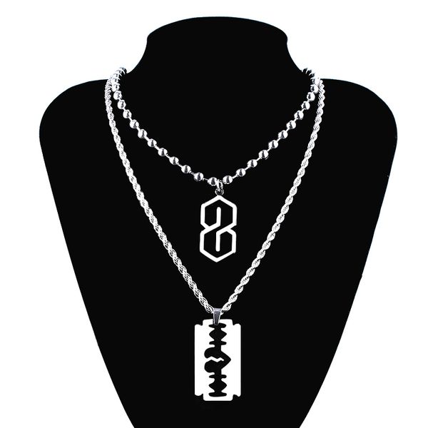 

blade necklace s pendant japan and south korea harajuku style cold necklace hip hop sweater chain for gift, Silver