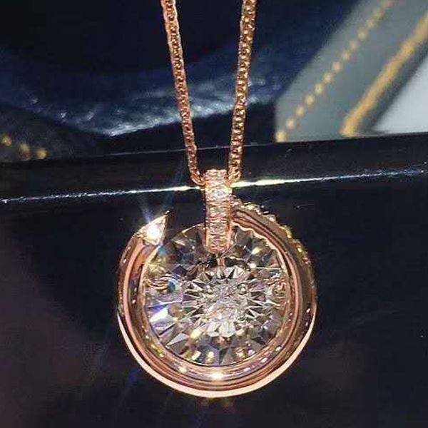 

18k rose gold real diamond women pendant necklaces brand classic trendy wedding party engagement anniversary necklaces birthday, Silver
