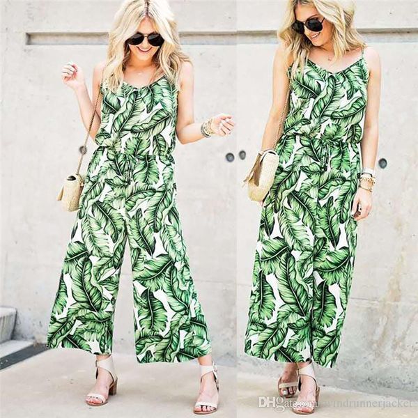 

jumpsuit adjustable spaghetti strap printing loose capris rompers women summer clothing casaul womens designer, Black;white