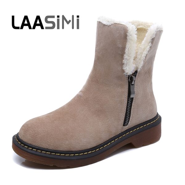 

laasimi winter ankle boots women fashion warm plush shoes woman comfortable breathable women snow shoes female booties new 2019, Black