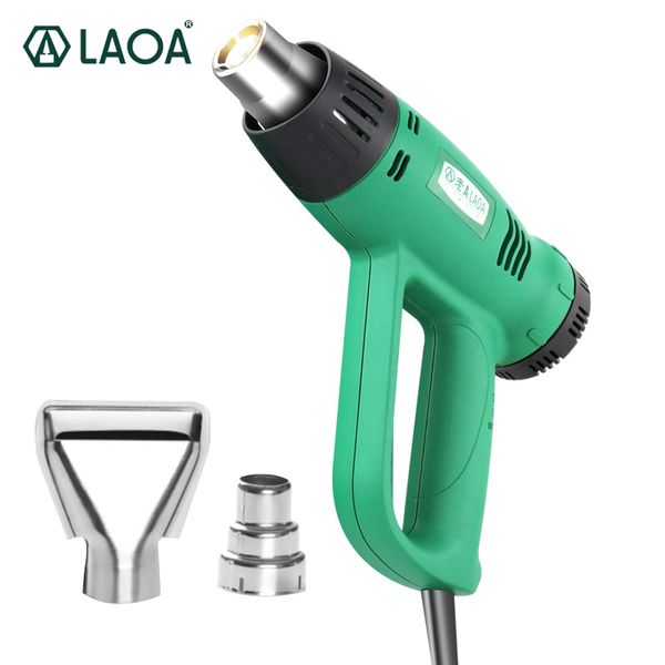 

laoa 1800w industrial heat gun two grade adjustable electric air gun with two nozzles for auto film with us/eu plug
