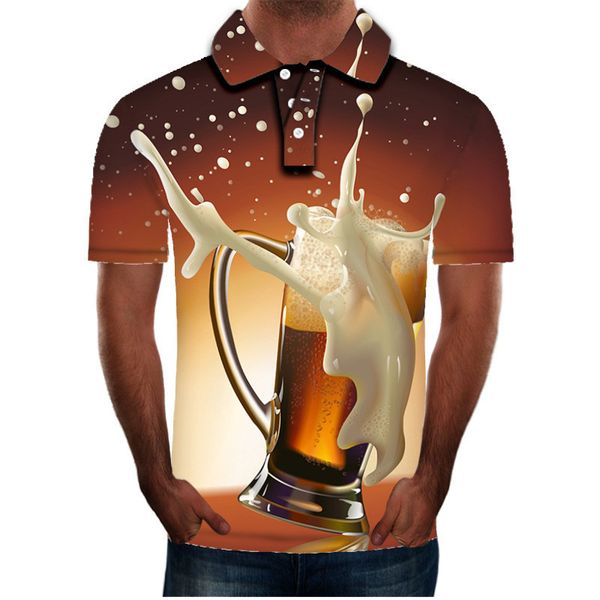 

лето мужчины дизайнер tshirt мода 3d прохладного пива печать дышащий mens polos casul отворотом мужская одежда, White;black