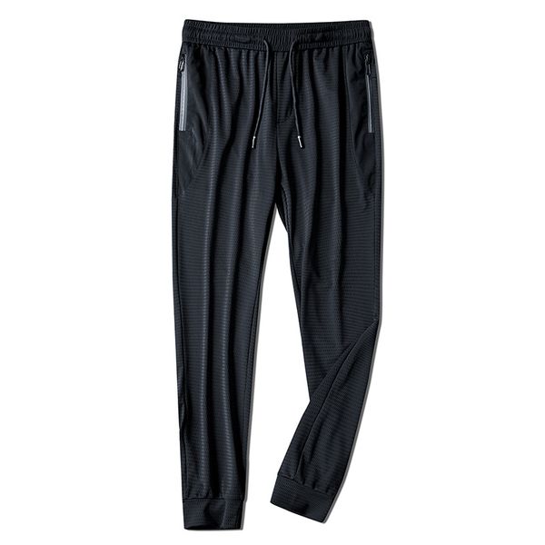 

summer casual pants men's loose and quick-drying elastic large size sports pants ice silk increase thin air conditioning, Black