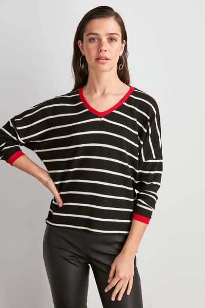 

trendyol striped knitted blouse twoaw20bz1176, White
