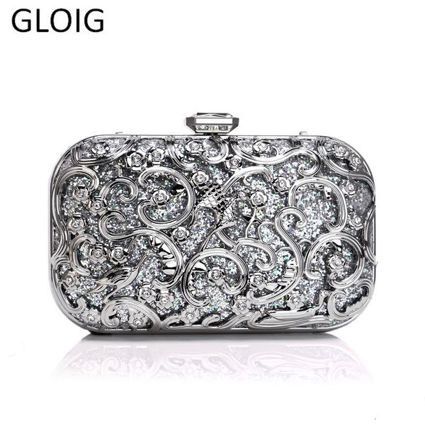 

gloig hollow out design women evening bags diamonds metal small wedding day clutches with chain shoulder handbags cj191213