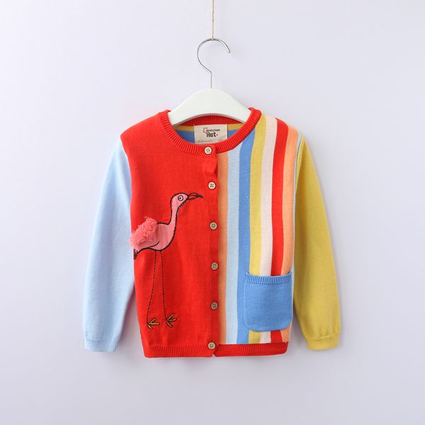 

cartoon sweater for girls spring autumn kids cardigan stripe flamingo wholesale bulk lots clothes for children kids knitted coat, Blue