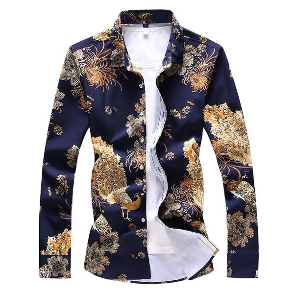 

высокое качество 7xl 6xl 5xl плюс размер рубашки мужчины brand new повседневный длинным рукавом печати мужские рубашки осень turn down ворот, White;black