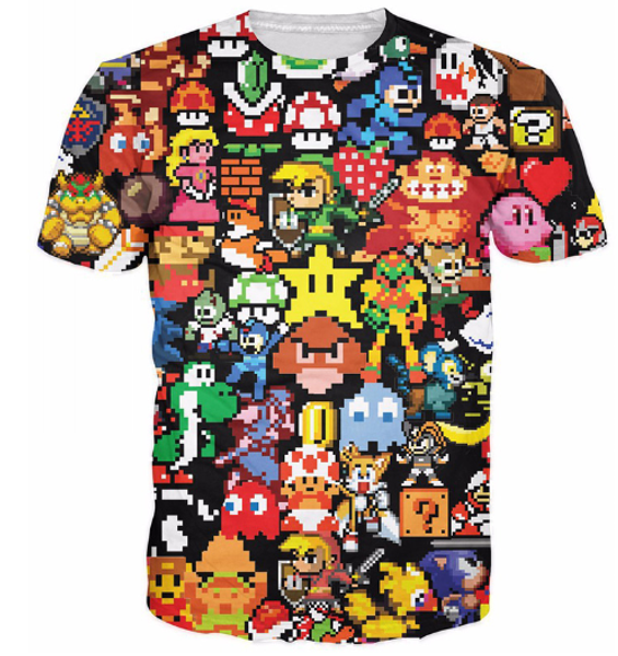 

fashion 90s cartoon collage t shirt 3d print men/womens funny summer round collar short sleeve casual hip hop u1359, White;black