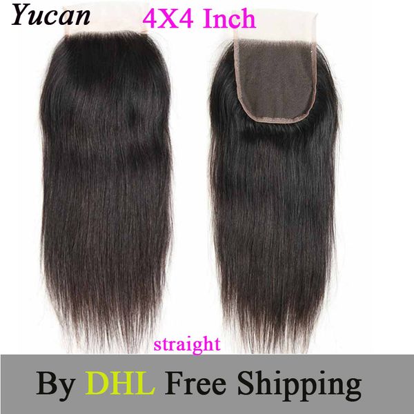 

brazilian virgin hair straight lace closure 4x4 part human hair closure natural color malaysian hair lace closure straight by dhl, Black