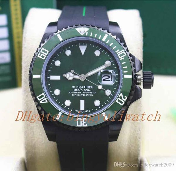 

2019 new factory all black asia 2813 movement green ceramic bezel 40mm rubber strap 116610 blnr blue luminescent automatic mens watches, Slivery;brown