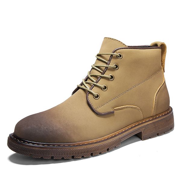 

boots men winter shoes mens leather shoe ankle cowboy waterproof shose man motorcycle casual boot 2019 men's footwear 44, Black