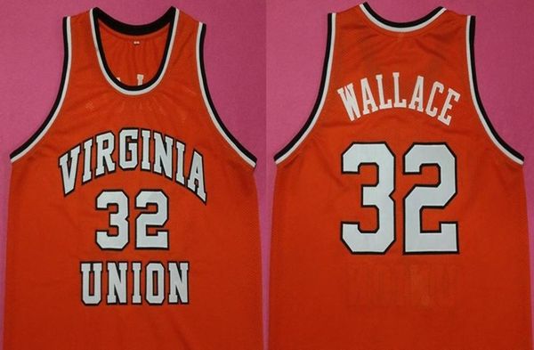 

virginia union university ben wallace #32 orange college retro basketball jersey men's ed custom number name jerseys, Black