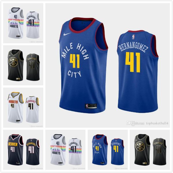 

new men's basketball jerseys denver nuggets juan hernangomez #41 2019-20 nba season jersey blackwhiteredblue, Black