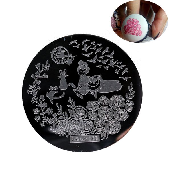 

christmas nails design round stainless steel nail plates hehe series nail art image konad print stamp stamping manicure template, White